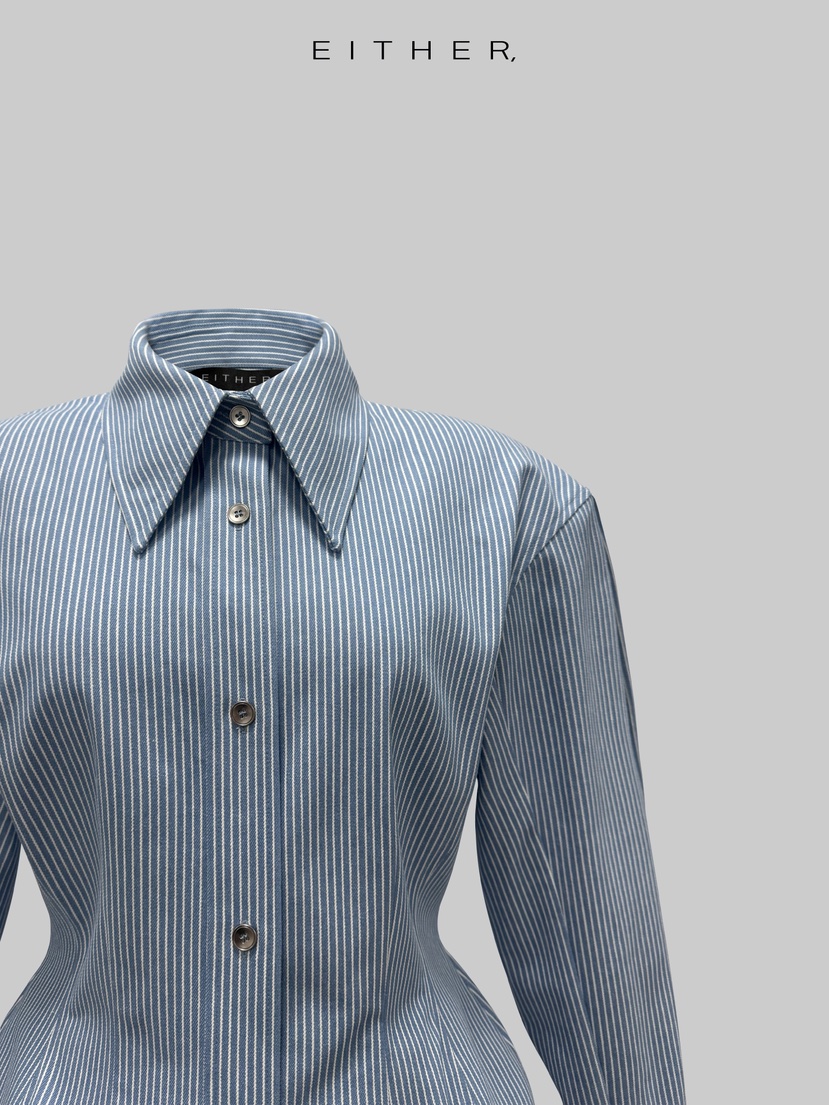 EITHER韓國直郵女士新款時尚休閑熱賣職業人氣26春夏夾克條紋EITHER夾克