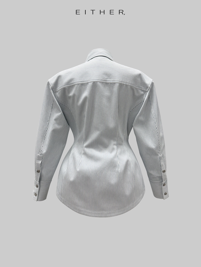 EITHER韓國直郵女士新款時尚休閑熱賣職業人氣26春夏夾克條紋EITHER夾克