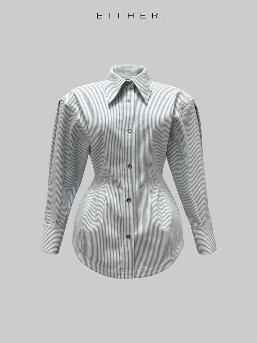 EITHER韓國直郵女士新款時尚休閑熱賣職業人氣26春夏夾克條紋EITHER夾克圖色1