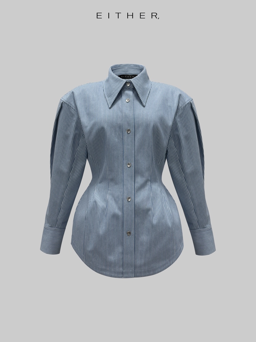 EITHER韓國直郵女士新款時尚休閑熱賣職業人氣26春夏夾克條紋EITHER夾克圖色2