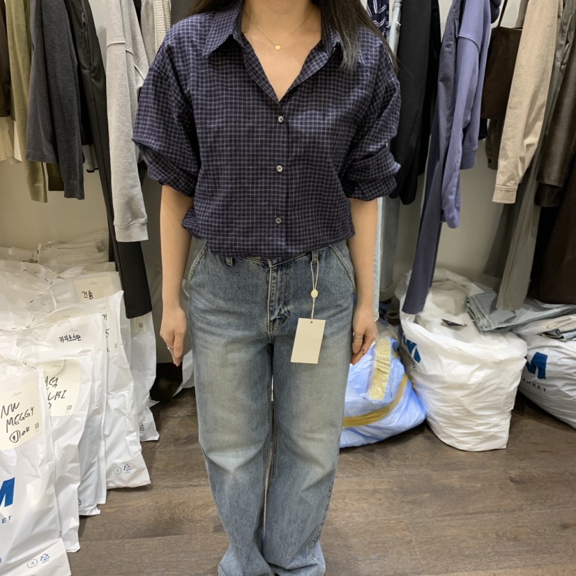 OURIN/THIS IS韓國直郵女裝新品人氣26春夏襯衫蕾絲衫格子OURIN/THIS IS襯衫/蕾絲衫圖色3