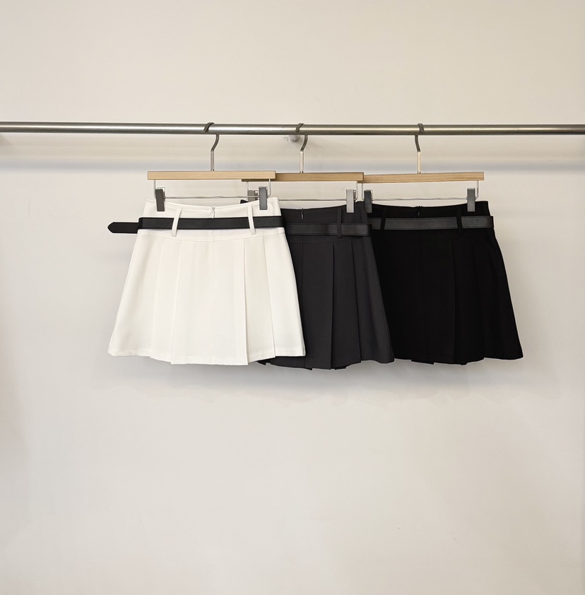 TWENTY FOUR SEVEN24-7韓國直郵實拍女士新款推薦裙褲褶皺sk含腰帶TEWNTY FOUR SEVEN24-7裙褲