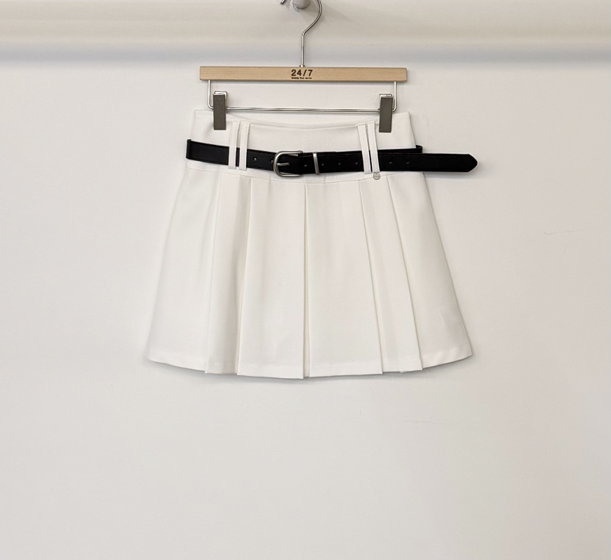 TWENTY FOUR SEVEN24-7韓國直郵實拍女士新款推薦裙褲褶皺sk含腰帶TEWNTY FOUR SEVEN24-7裙褲圖色1