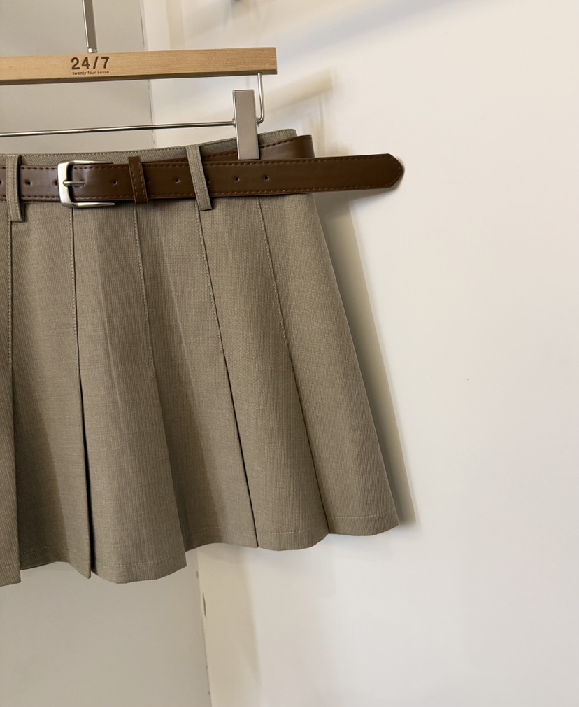 TWENTY FOUR SEVEN24-7韓國直郵女士新款熱賣短裙含腰帶百褶褶裙TEWNTY FOUR SEVEN24-7短裙