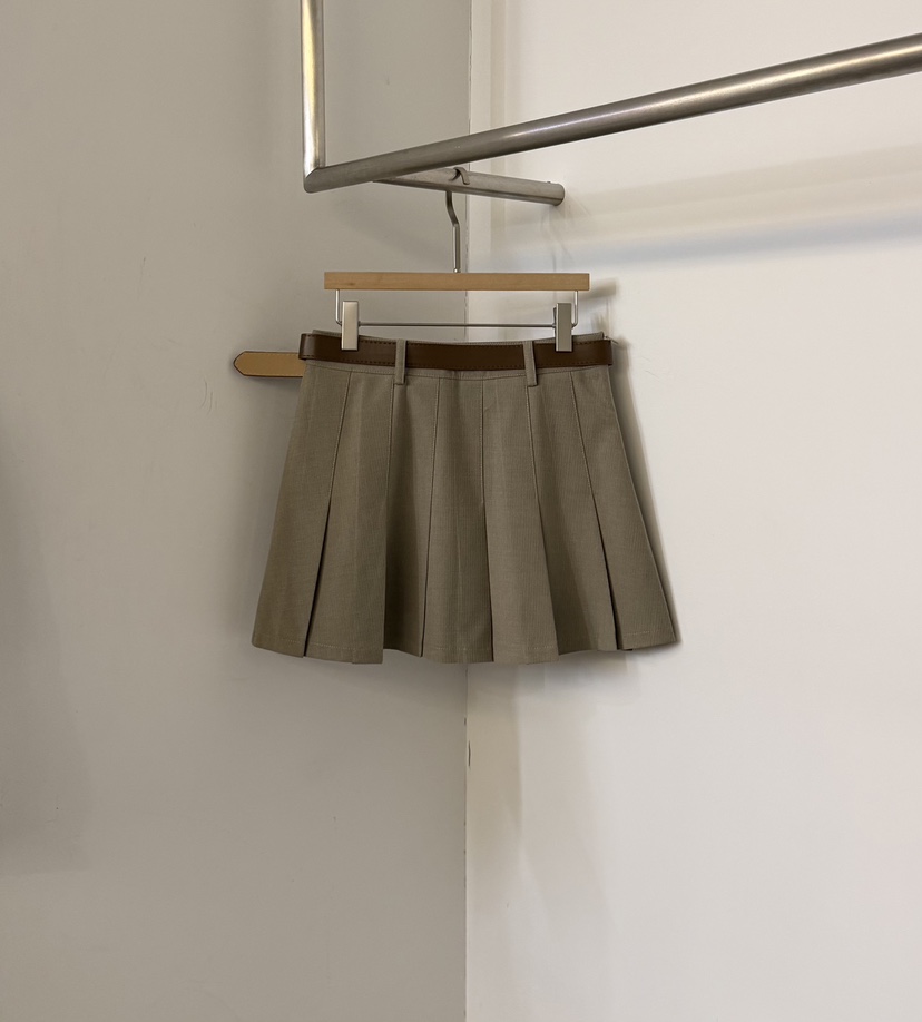 TWENTY FOUR SEVEN24-7韓國直郵女士新款熱賣短裙含腰帶百褶褶裙TEWNTY FOUR SEVEN24-7短裙