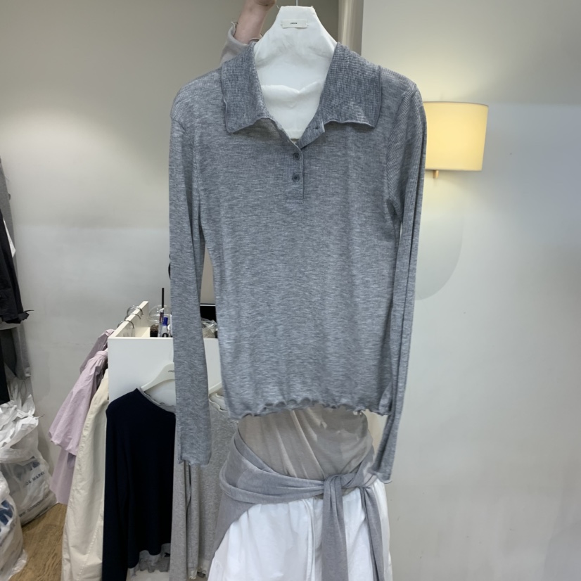 JINSIM韓國代購女裝新品26春夏推薦時尚職業長袖T恤蘇格蘭JINSIM長袖T恤圖色1