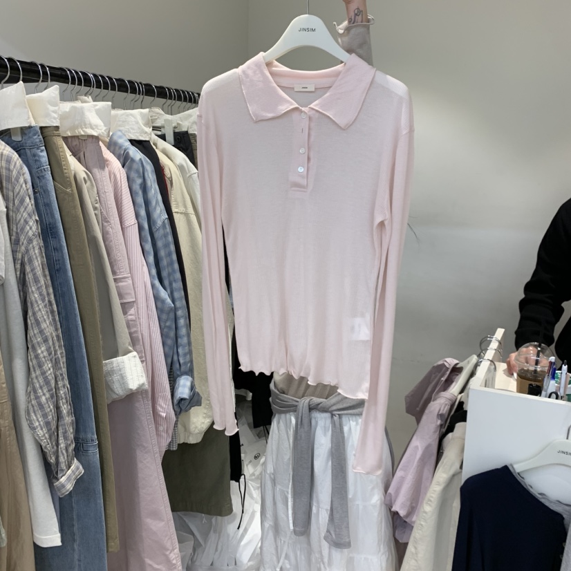 JINSIM韓國代購女裝新品26春夏推薦時尚職業長袖T恤蘇格蘭JINSIM長袖T恤圖色3