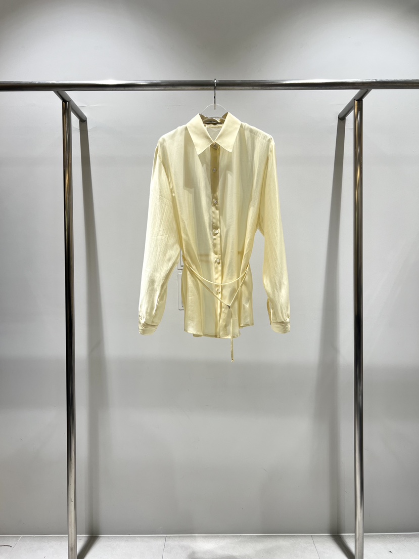 CESTLAVIE韓國東大門代購女裝新品26春夏襯衫蕾絲衫含腰繩透視CESTLAVIE襯衫/蕾絲衫圖色1