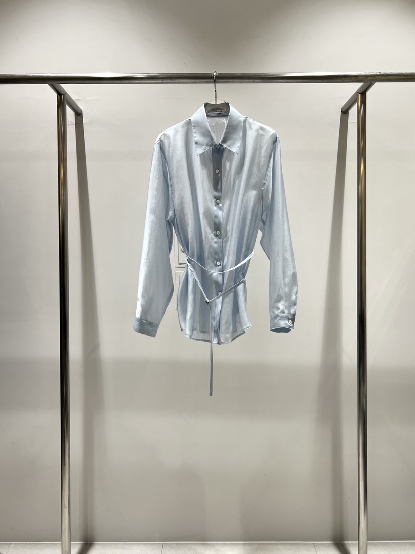 CESTLAVIE韓國東大門代購女裝新品26春夏襯衫蕾絲衫含腰繩透視CESTLAVIE襯衫/蕾絲衫圖色2