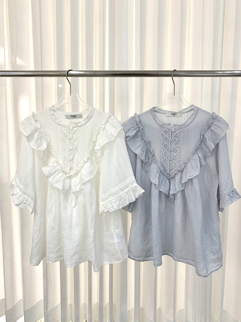 FABRIC韓國直郵實拍女裝新品時尚26春夏人氣襯衫蕾絲衫蕾絲FABRIC襯衫/蕾絲衫