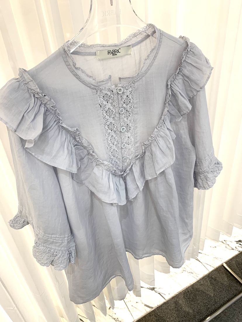 FABRIC韓國直郵實拍女裝新品時尚26春夏人氣襯衫蕾絲衫蕾絲FABRIC襯衫/蕾絲衫