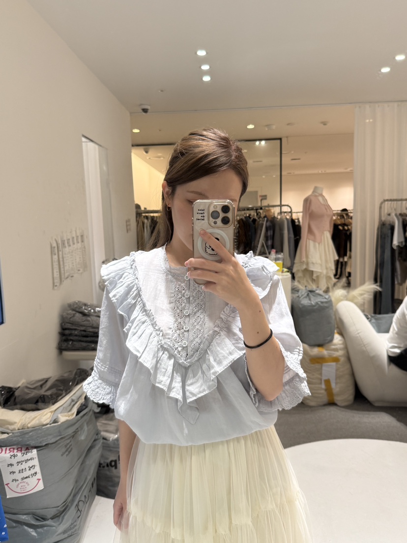 FABRIC韓國直郵實拍女裝新品時尚26春夏人氣襯衫蕾絲衫蕾絲FABRIC襯衫/蕾絲衫