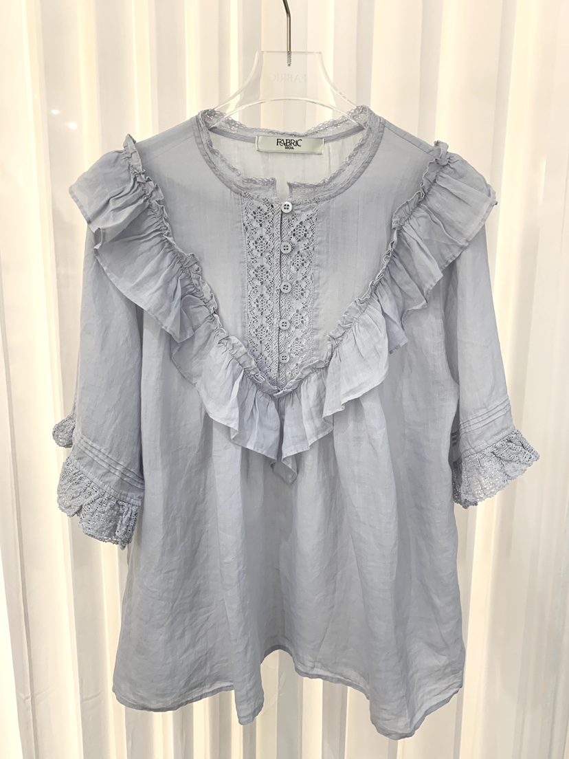 FABRIC韓國直郵實拍女裝新品時尚26春夏人氣襯衫蕾絲衫蕾絲FABRIC襯衫/蕾絲衫圖色2