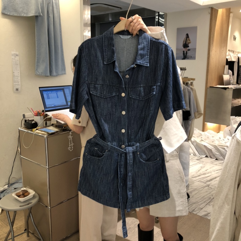 W AND J韓國東大門代購女士新品休閑人氣時尚連體褲含腰帶W AND J連體褲圖色1