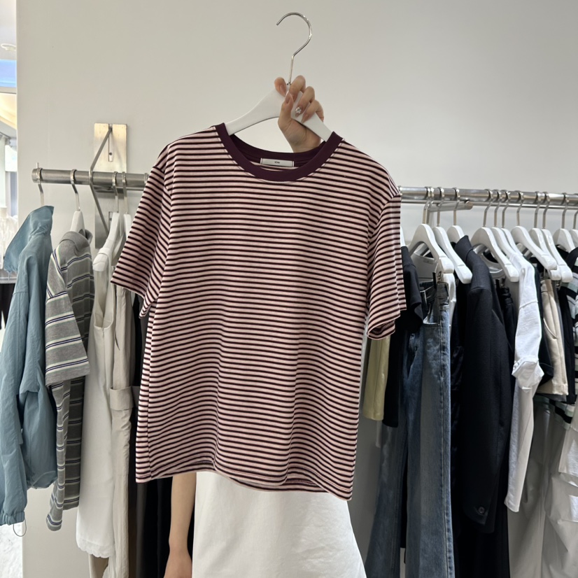 VIVE韓國直郵女士新品休閑推薦人氣職業26春夏時尚T恤條紋VIVET恤圖色1