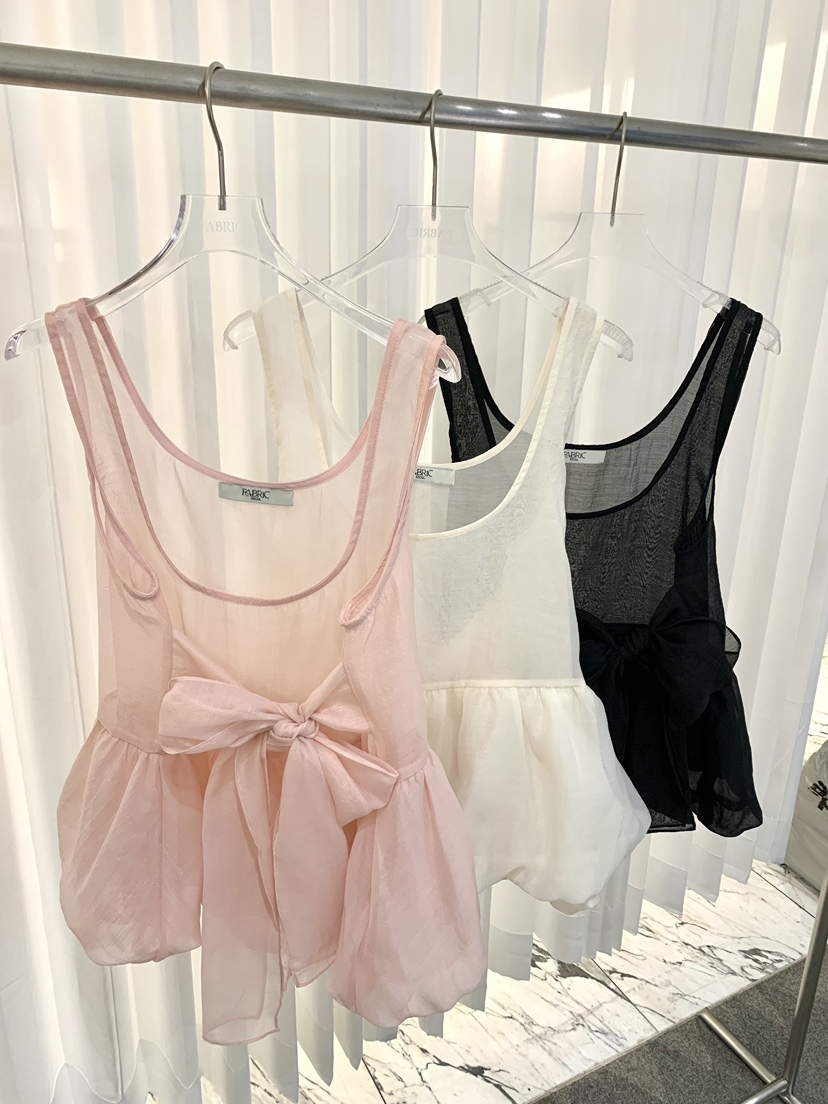 FABRIC韓國直郵實拍女士新款推薦時尚人氣吊帶背心歐根紗FABRIC吊帶/背心