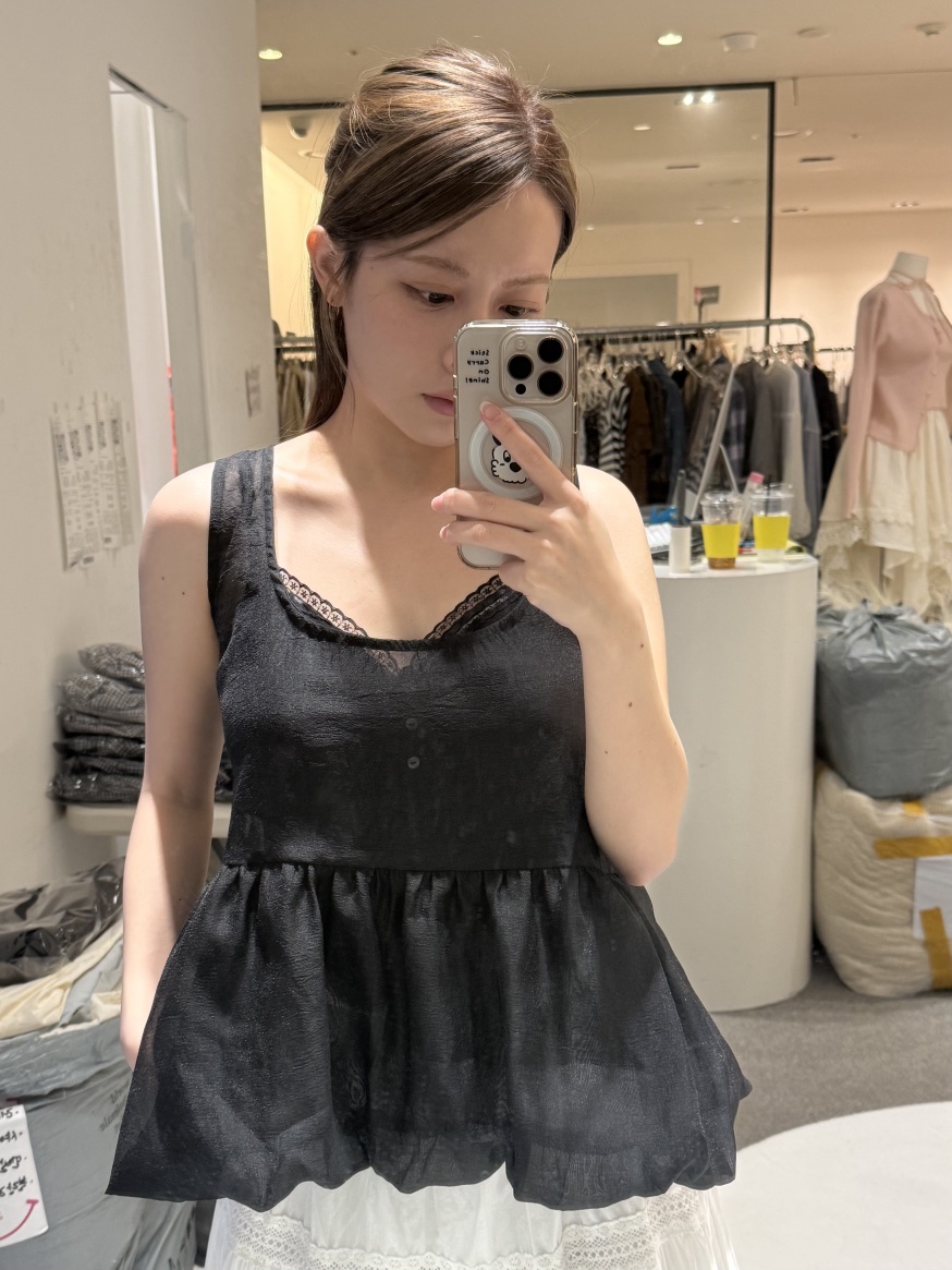 FABRIC韓國直郵實拍女士新款推薦時尚人氣吊帶背心歐根紗FABRIC吊帶/背心