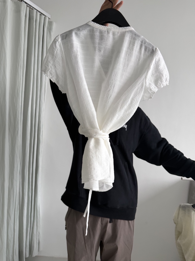 ARKIE/TAF韓國直郵實拍女裝新品時尚推薦襯衫蕾絲衫含腰繩ARKIE/TAF襯衫/蕾絲衫