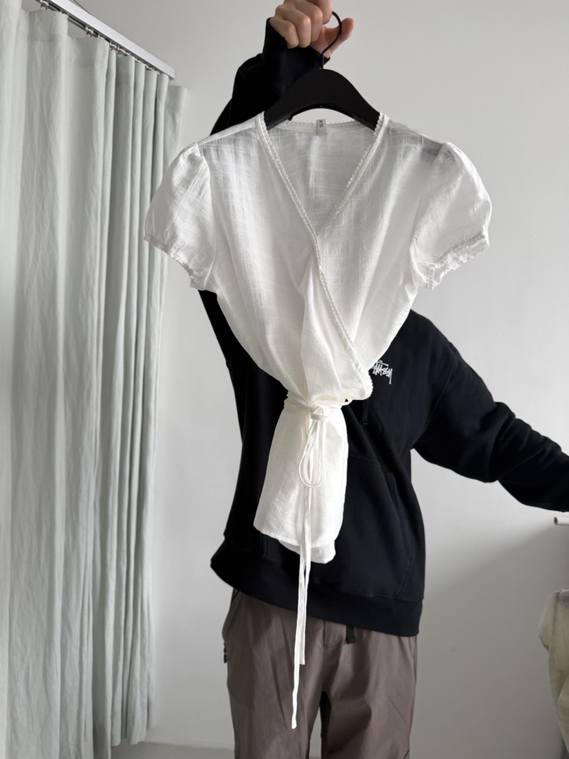 ARKIE/TAF韓國直郵實拍女裝新品時尚推薦襯衫蕾絲衫含腰繩ARKIE/TAF襯衫/蕾絲衫圖色1