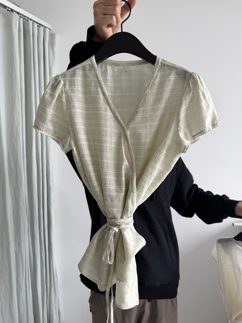 ARKIE/TAF韓國直郵實拍女裝新品時尚推薦襯衫蕾絲衫含腰繩ARKIE/TAF襯衫/蕾絲衫圖色3