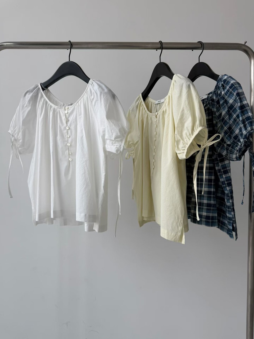 ARKIE/TAF韓國代購女士新款推薦26春夏職業襯衫蕾絲衫褶皺ARKIE/TAF襯衫/蕾絲衫