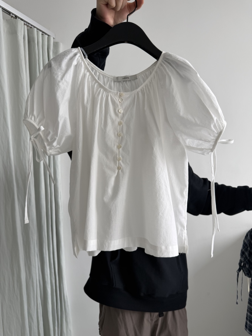 ARKIE/TAF韓國代購女士新款推薦26春夏職業襯衫蕾絲衫褶皺ARKIE/TAF襯衫/蕾絲衫圖色1