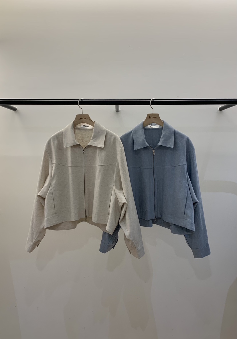 LA CREME韓國東大門代購女士新品人氣推薦職業夾克拉鏈亞麻LA CREME夾克