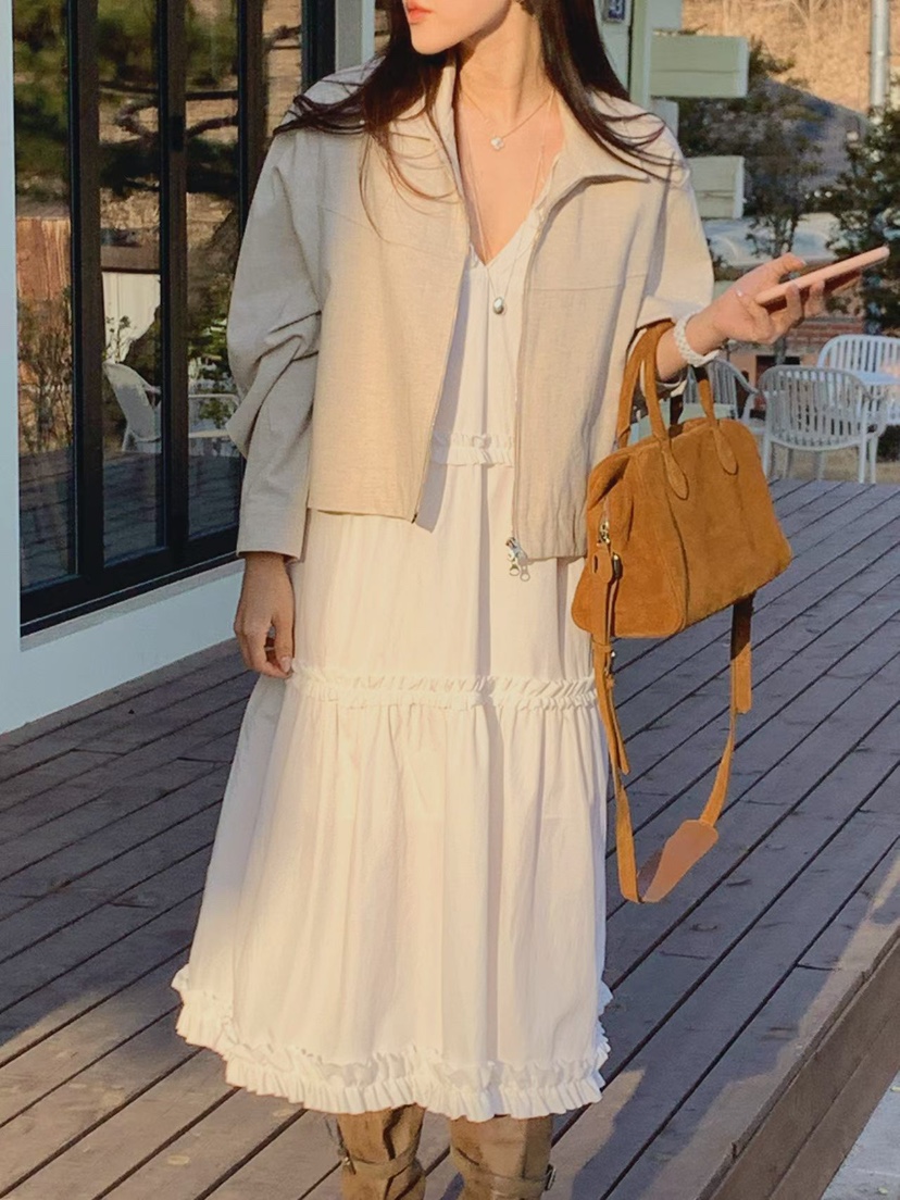 LA CREME韓國東大門代購女士新品人氣推薦職業夾克拉鏈亞麻LA CREME夾克