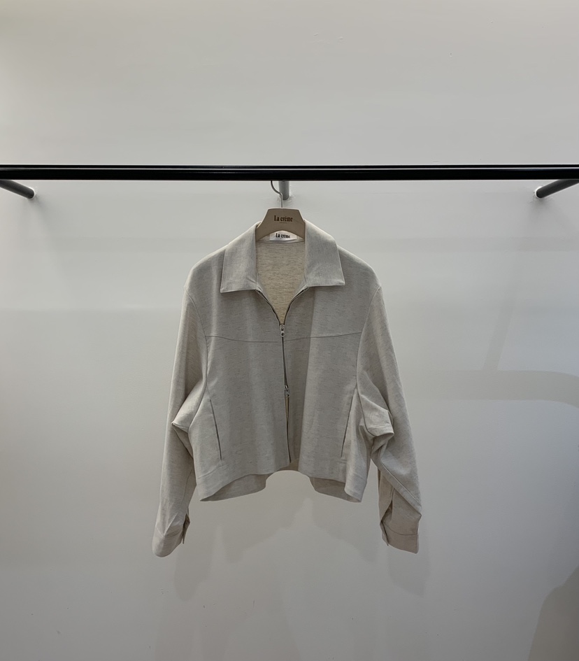 LA CREME韓國東大門代購女士新品人氣推薦職業夾克拉鏈亞麻LA CREME夾克圖色1