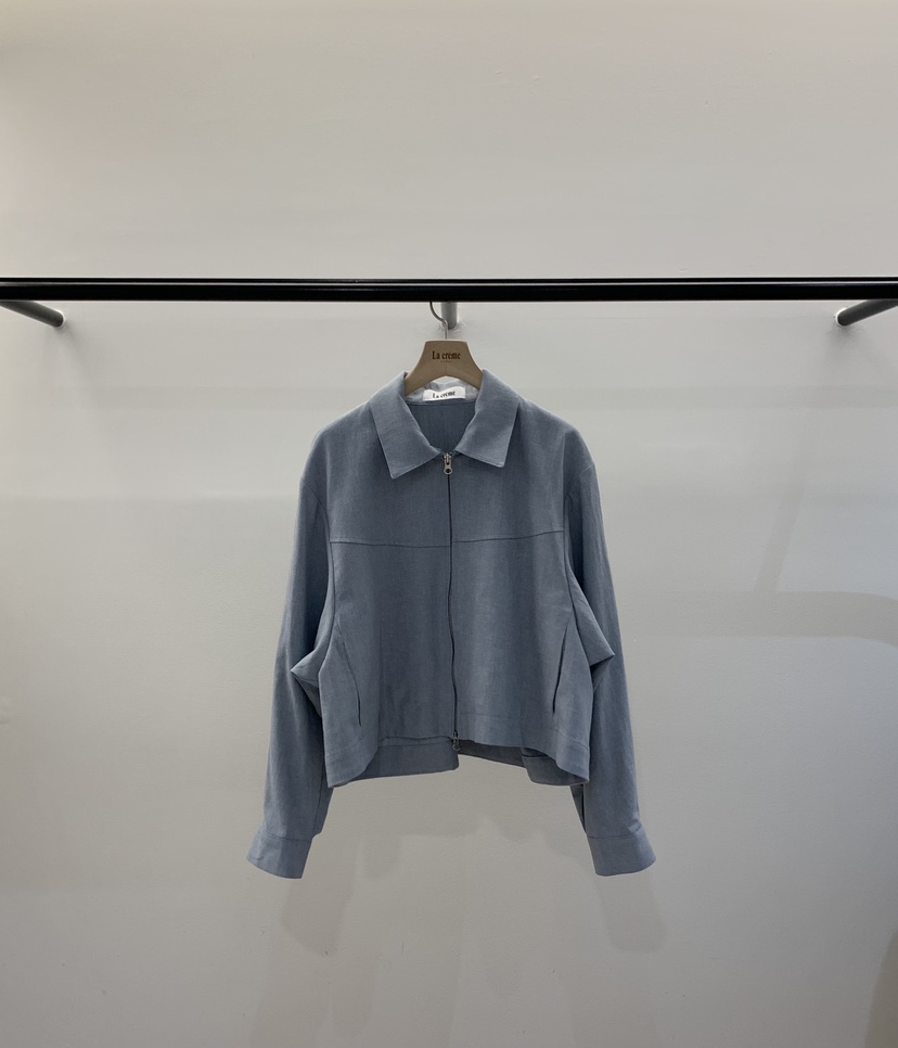 LA CREME韓國東大門代購女士新品人氣推薦職業夾克拉鏈亞麻LA CREME夾克圖色2