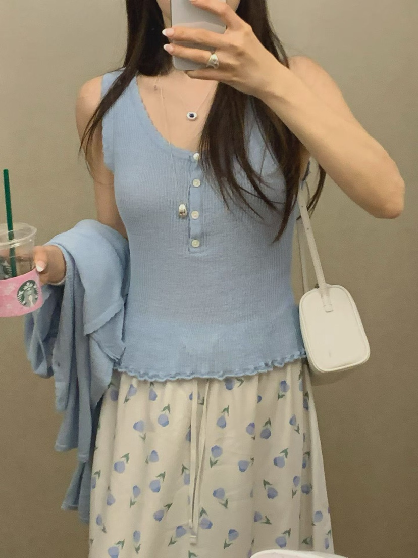 LA CREME韓國代購女士新款職業推薦26春夏熱賣吊帶背心亞麻LA CREME吊帶/背心