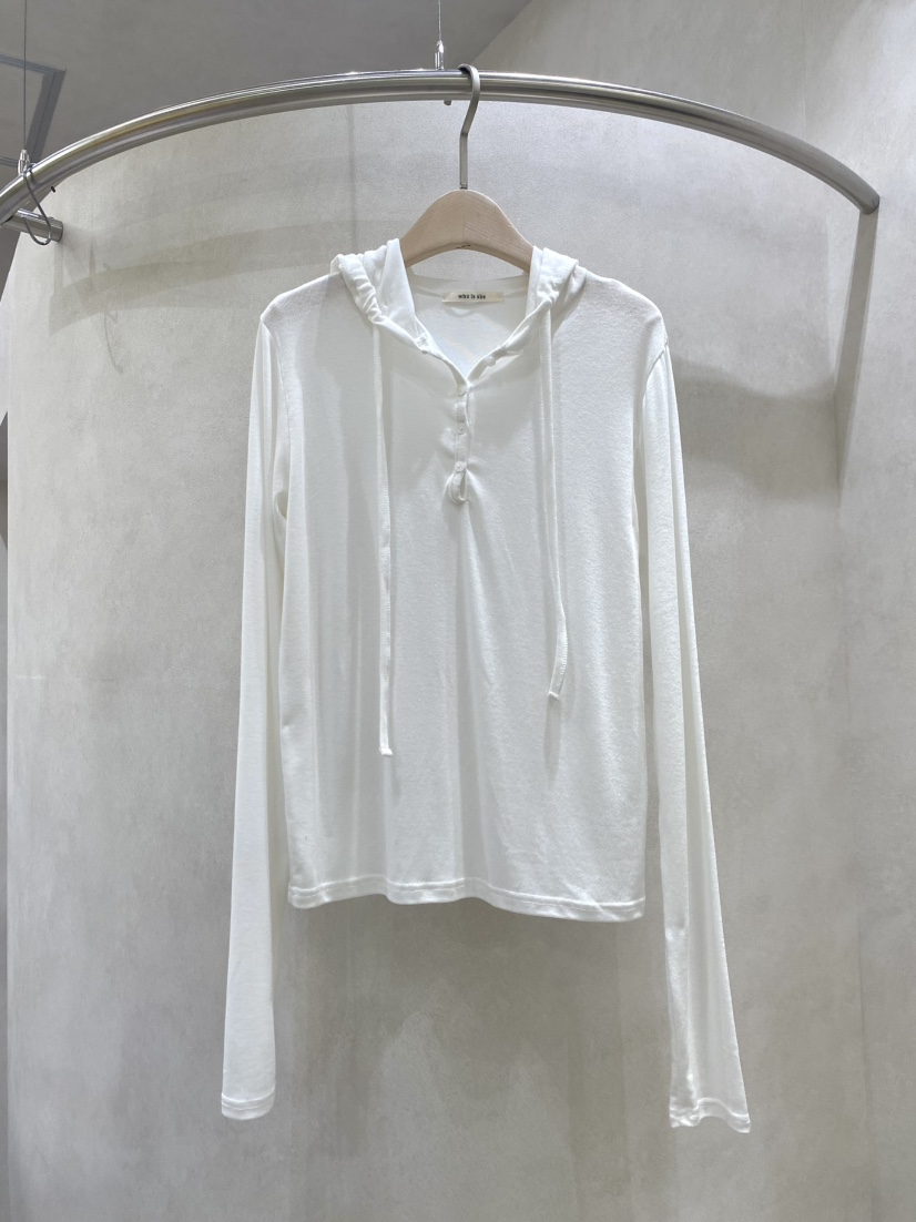 WHO IS SHE韓國直郵實拍女裝新款職業26春夏長袖T恤連帽衫WHO IS SHE長袖T恤圖色2