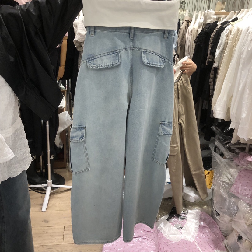 OGI韓國直郵實拍女裝新品職業人氣26春夏牛仔褲工裝褲鏤空FLat OGI牛仔褲