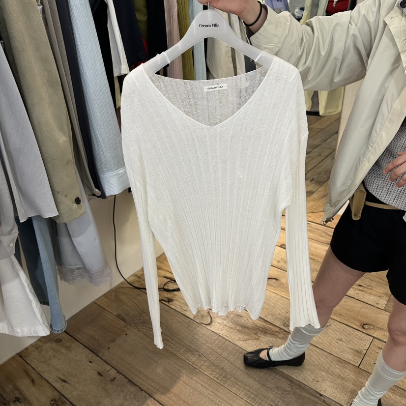 CREAM VILLA韓國東大門代購女裝新款休閑針織衫羅紋CREAMVILLA針織衫圖色1