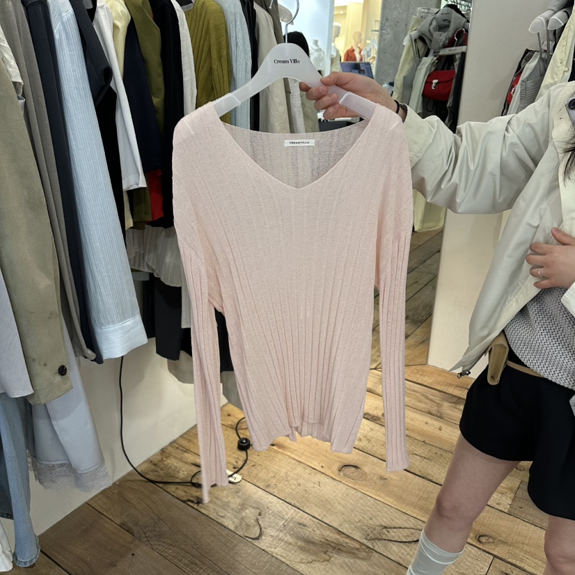 CREAM VILLA韓國東大門代購女裝新款休閑針織衫羅紋CREAMVILLA針織衫圖色2