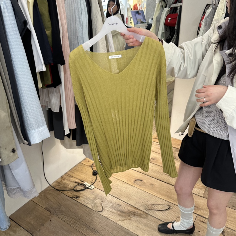 CREAM VILLA韓國東大門代購女裝新款休閑針織衫羅紋CREAMVILLA針織衫圖色3