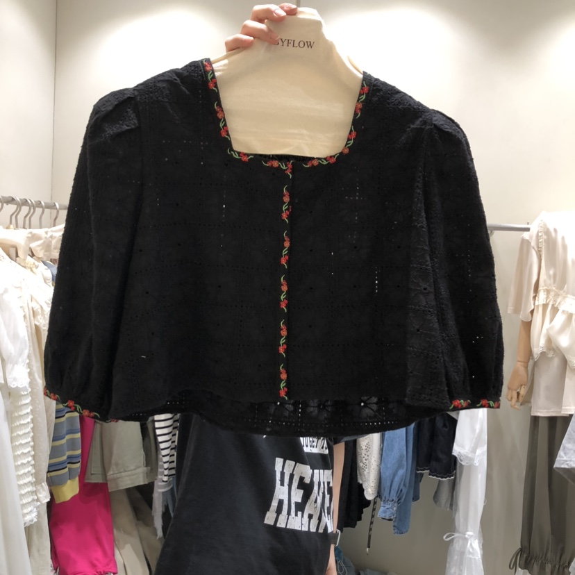 BY FLOW韓國代購女裝新款職業26春夏休閑襯衫蕾絲衫繡花BY FLOW襯衫/蕾絲衫圖色2