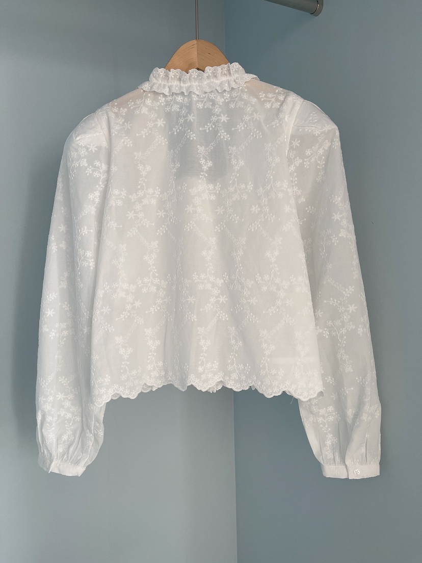 MINIQUEENS韓國直郵女裝新品休閑時尚襯衫蕾絲衫刺繡蕾絲MINIQUEENS襯衫/蕾絲衫