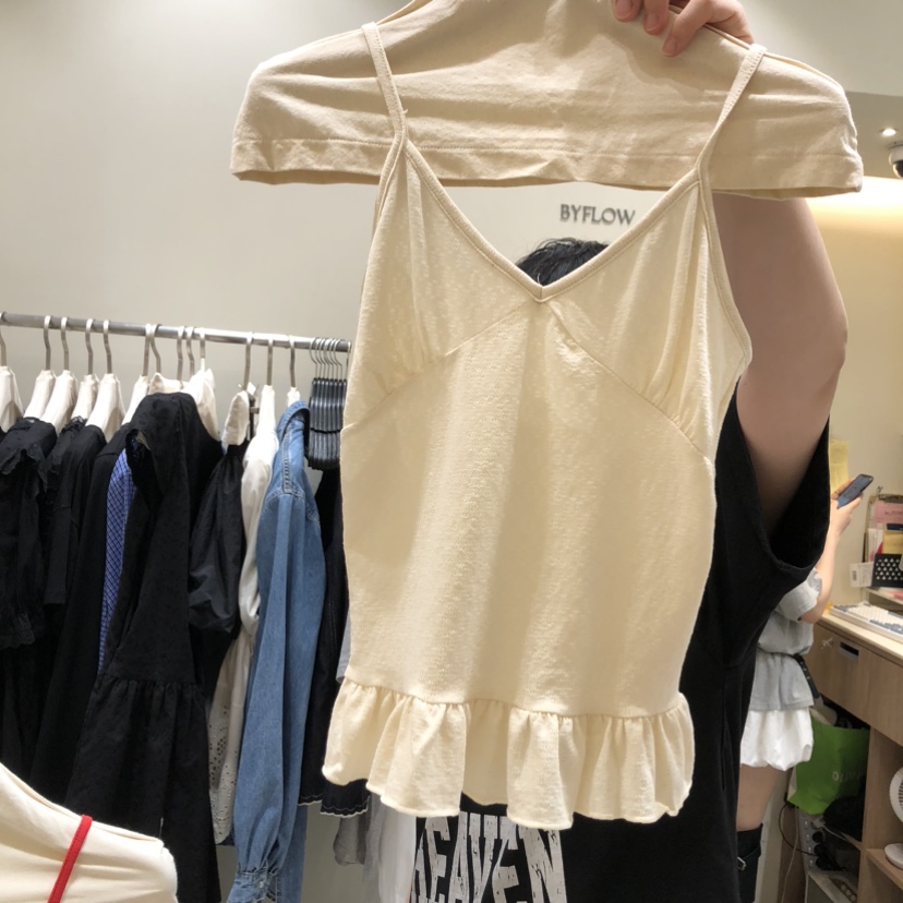BY FLOW韓國東大門直郵女裝新品職業休閑推薦吊帶背心褶皺BY FLOW吊帶/背心圖色1