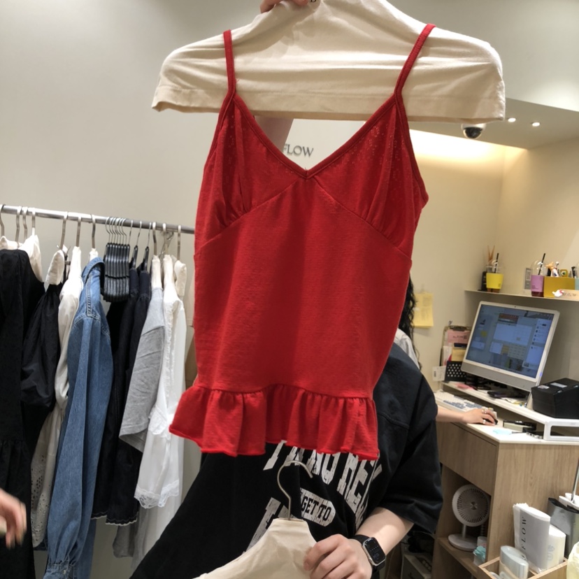 BY FLOW韓國東大門直郵女裝新品職業休閑推薦吊帶背心褶皺BY FLOW吊帶/背心圖色2