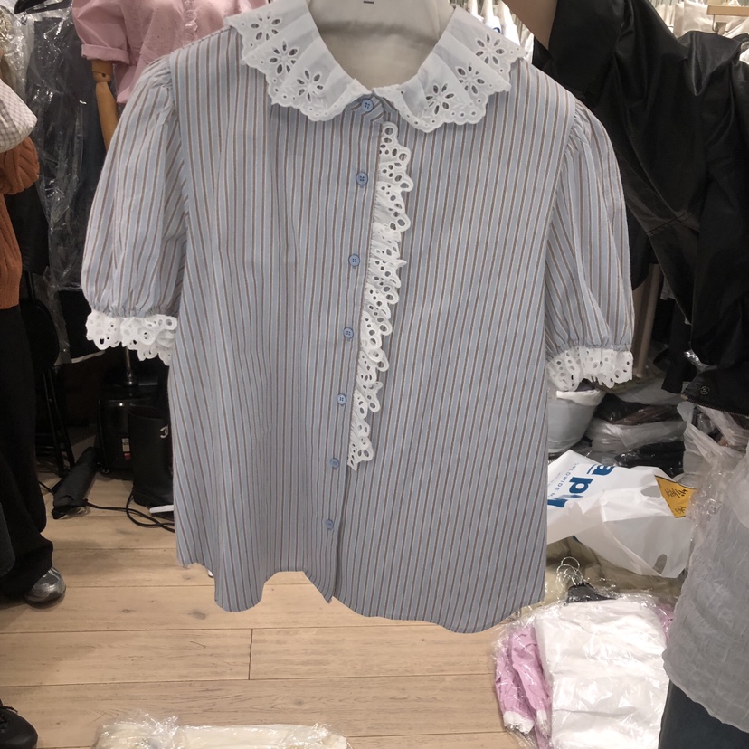 OGI韓國東大門直郵女裝新品推薦26春夏休閑襯衫蕾絲衫荷葉邊FLat OGI襯衫/蕾絲衫圖色1