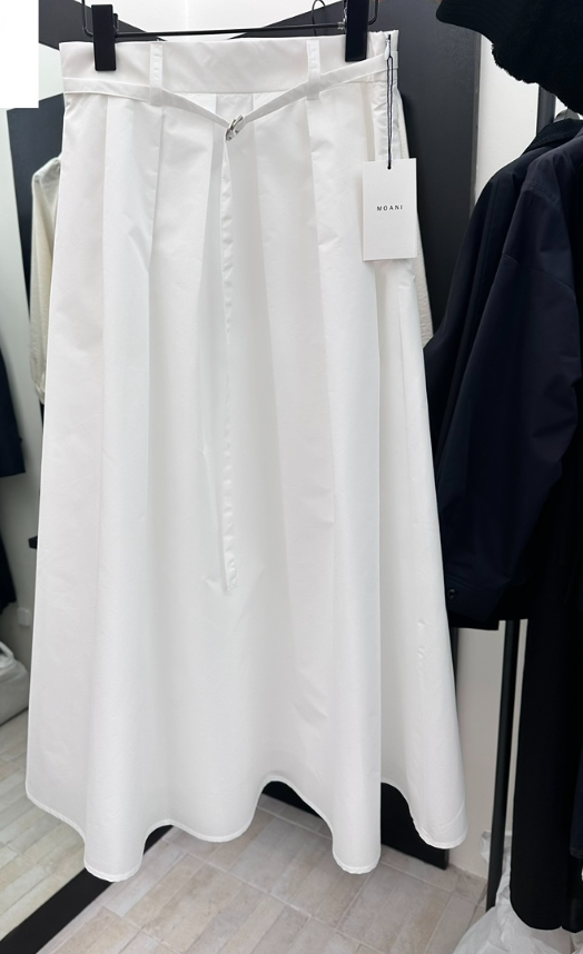 MOANI韓國直郵女裝新款時尚半身裙中短裙含腰帶百褶棉質褶裙MOANI半身裙/中短裙圖色3