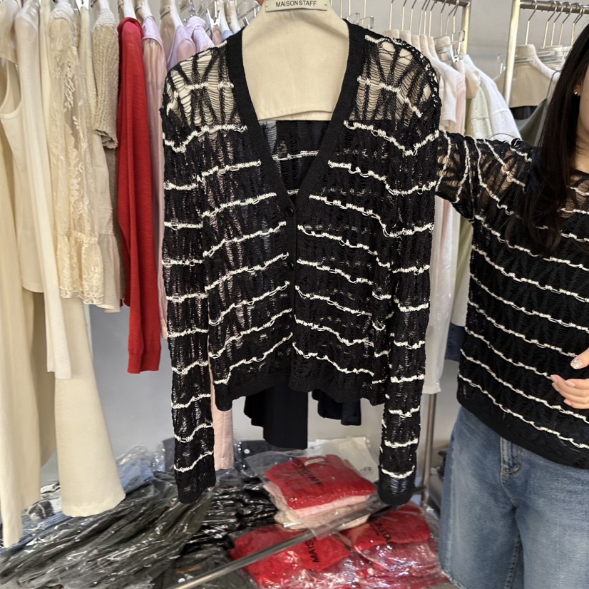 DOUBLE STANDARD/LE SMOKING/MAISONSTAFF韓國東大門直郵女士新款熱賣針織衫網眼開衫MAISONSTAFF針織衫圖色1