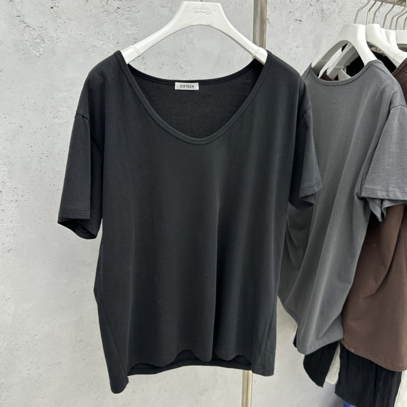 SIXTEEN韓國代購女士新款職業熱賣休閑推薦時尚人氣26春夏T恤SIXTEENT恤圖色5黑色
