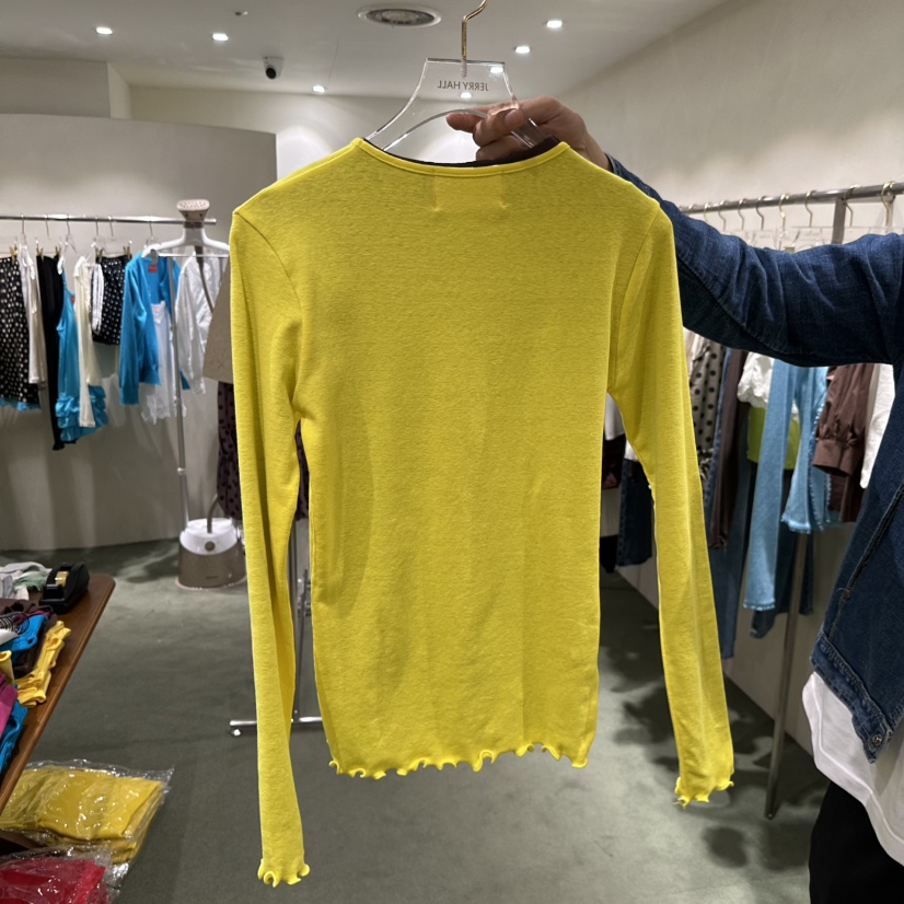 JERRY HALL-P韓國東大門直郵女士新款推薦長袖T恤不含內搭紐扣JERRY HALL長袖T恤