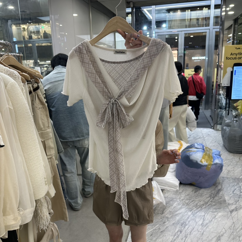 FOUNDATION韓國直郵女裝新品職業人氣休閑時尚熱賣T恤假兩件FOUNDATIONT恤圖色1