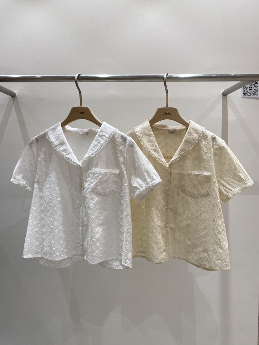 OREE韓國東大門直郵女裝新款26春夏推薦熱賣休閑襯衫蕾絲衫OREE襯衫/蕾絲衫
