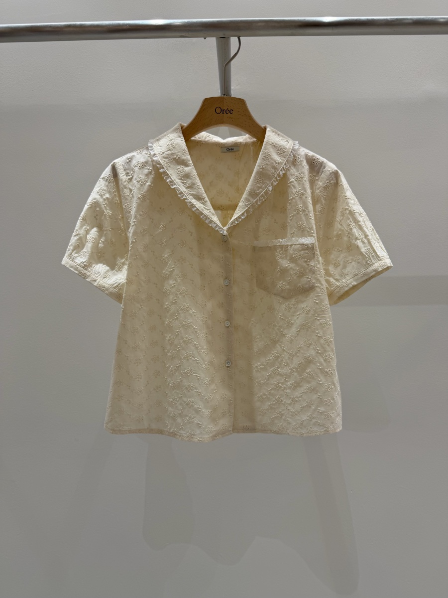 OREE韓國東大門直郵女裝新款26春夏推薦熱賣休閑襯衫蕾絲衫OREE襯衫/蕾絲衫圖色2