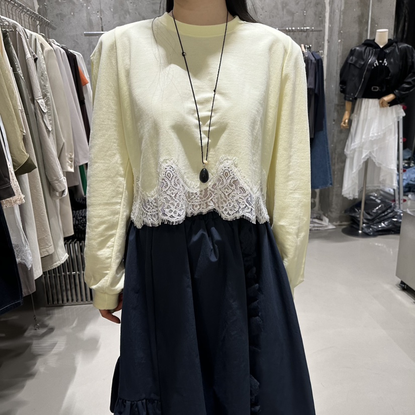 JUNI韓國直郵實拍女士新款人氣休閑推薦長袖T恤泡泡袖蕾絲my juni長袖T恤圖色3