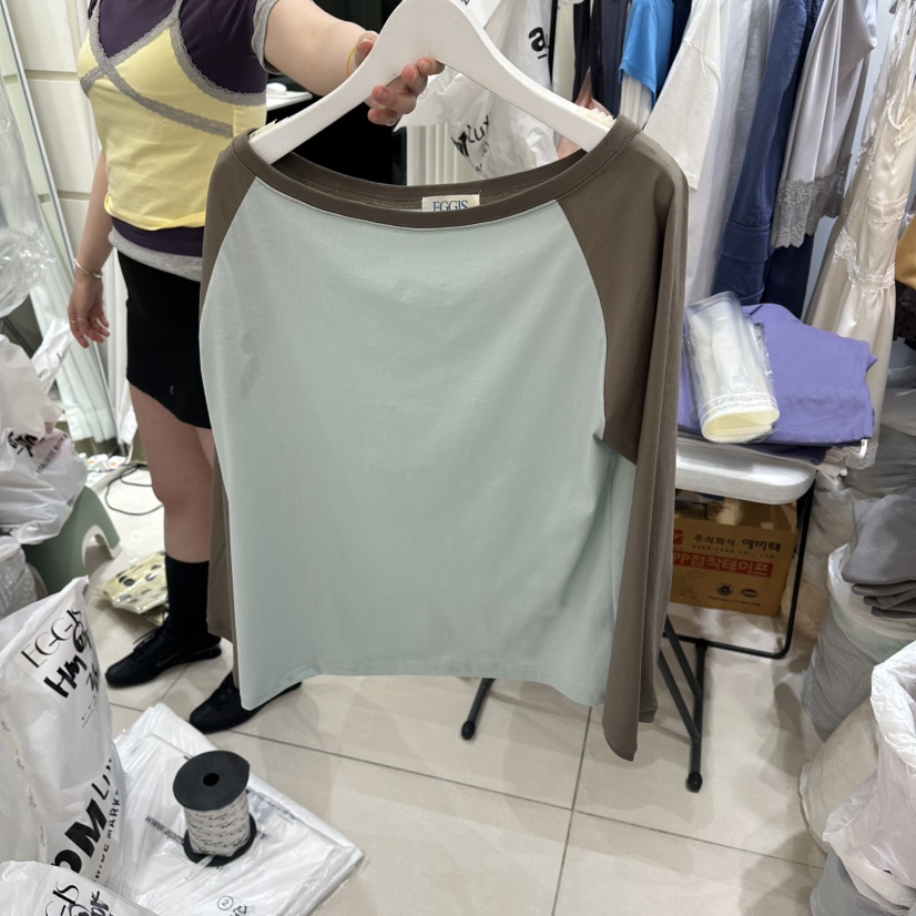 EGG IS韓國直郵女士新款人氣職業熱賣休閑26春夏長袖T恤EGG IS長袖T恤圖色3